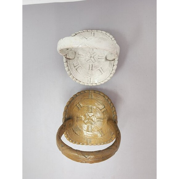 Set Of Two Vintag Handcrafted Ceramic Decorative Baskets With Handles - Picture 6 of 12